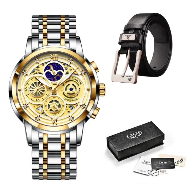 Relógio Quartzo Luxury Men + Brinde